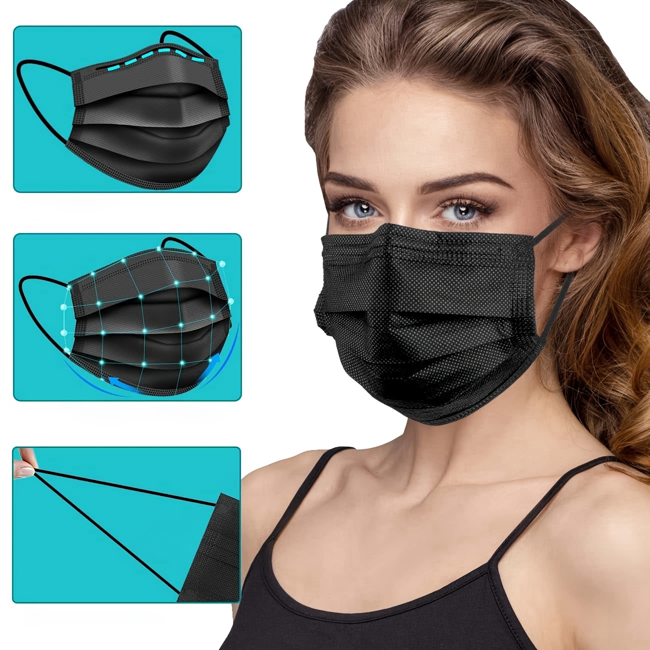 200Pcs Thick Black Disposable  - Surgical Mask ulasan dan harga